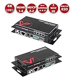 AV Access HDMI Extender(HDBaseT), Uncompressed 4K 60Hz Over Single Cat5e/6a, 70m(230ft) 1080P,40m(130ft) 4K, PoE+IR+RS232+HDCP2.2, HDR & Dobly Vision, Dolby Atmos & DTS:X, CEC
