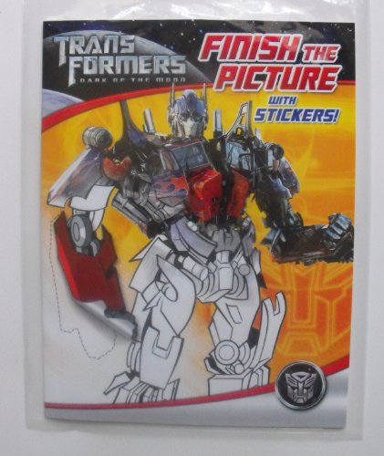 Transformers Dark of the Moon 32 Page Finish the Picture with Stickers Coloring Book.