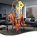 Olpchee Handmade Dream Catchers with Feathers Sunflower Wall Hanging Decoration Ornament Gift for Car, Balcony, Bedroom, Living Room Orange