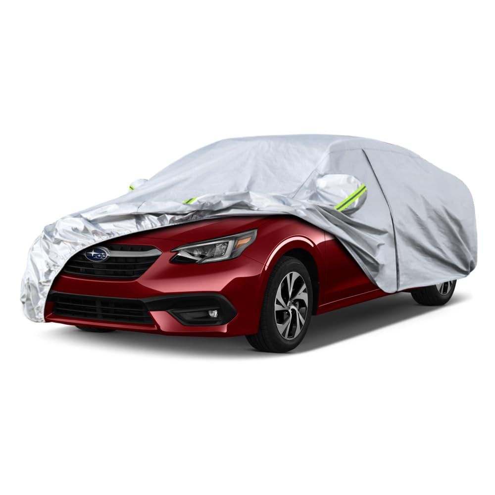 Photo 1 of Kaugung 6 Layers Car Cover Custom Fit Subaru Legacy Sedan from 2001 to 2025, Waterproof Car Cover All Weather for Automobiles Outdoor Indoor with Zipper Door, Sun Rain Dust Snow Protection.