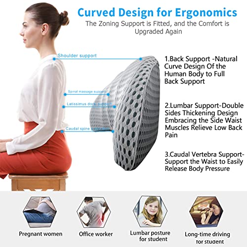 TTKXT Lumbar Support Pillow for Car Memory Foam,Waist Hip Pain Relief