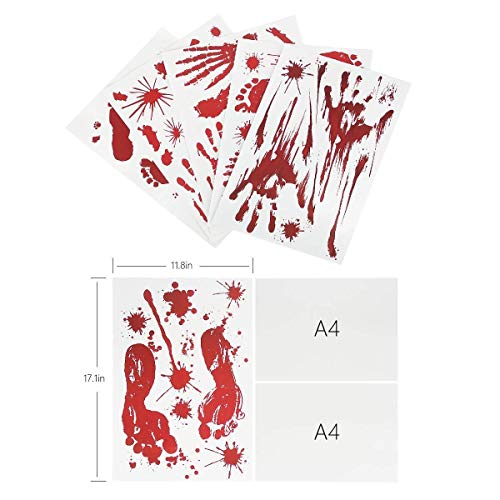 Bloody Footprints Floor Clings Bloody Handprint Decals Halloween Window Decals 86 pcs, Halloween Wall Stickers for Halloween Decals - Thumbnail 5