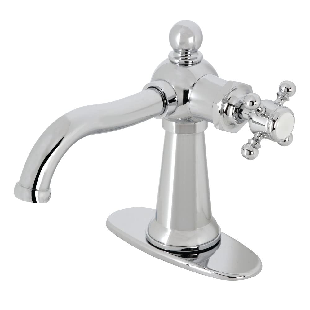 Photo 1 of Kingston Brass KSD154BXCP Nautical Single-Handle Bathroom Faucet with Push Pop-Up, Polished Chrome