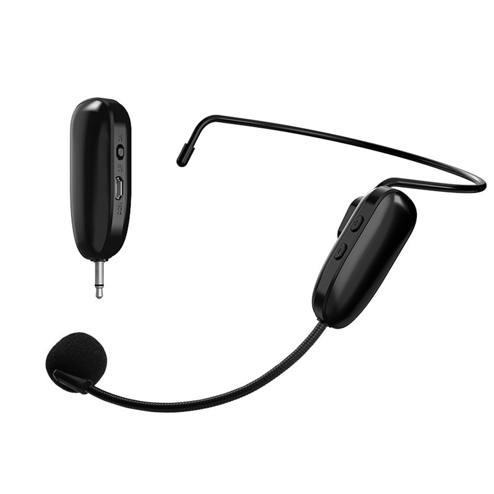 Goshyda Wireless Microphone Headset, UHF FM 500mAh 2.4G Rechargeable Professional 2 in 1 Head Wear Headphones Mic, for Voice Amplifier Computer Speakers
