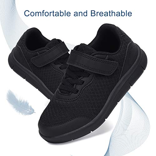 Nihaoya Kids Sneakers Boys Comfort Tennis Walking Shoes Breathable Athletic Running Trainers Black 6 Toddler