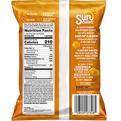 SunChips Harvest Cheddar Flavored Multigrain Snacks, 1.5Ounce (Pack of