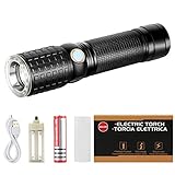 Zglon Super Bright LED Tactical Flashlight 1000 Lumens with 7 Modes High Powered Handheld LED Tac Light with Zoomable Adjustable Focus, USB Charger 18650 Rechargeable Battery