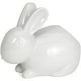 Bits and Pieces - Ceramic Bathroom Bunny Cotton Ball Holder - Cotton Tail White Rabbit Ceramic Cotton Ball Dispenser - Bathroom Novelty and Décor
