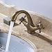 Rozin Antique Brass Double Knobs Basin Faucet Single Hole Deck Mounted Bathroom Sink Mixer Tap