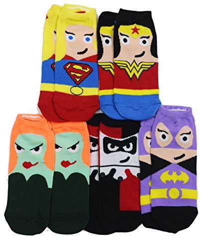DC Comics Wonder Woman Supergirl Batgirl Chibi 5 Pack Ankle Socks