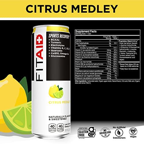 FITAID POST-WORKOUT RECOVERY DRINK VARIETY SAMPLER PACK, NO ARTIFICIAL FLAVORS OR SWEETENERS, 100% CLEAN, VEGAN, GLUTEN-FREE, KETO-FRIENDLY, PALEO FRIENDLY, 4 FLAVORS (PACK OF 12)