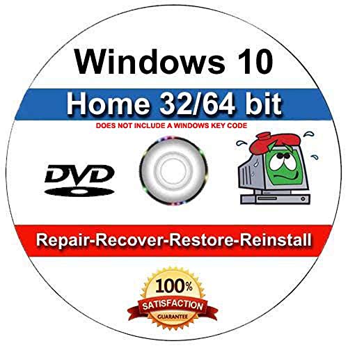 9th and Vine Compatible Windows 10 Home 32/64 Bit DVD. Install To Factory Fresh, Recover, Repair and Restore Boot Disc. Fix PC, Laptop and Desktop.