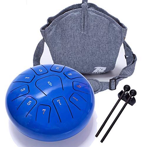 Steel Panda Drum Tank Drum Standard 11 Key 11 Notes 10 Inch Percussion Instrument with Drum Mallets and Carry Bag (10 inch, Blue) - Thumbnail 4