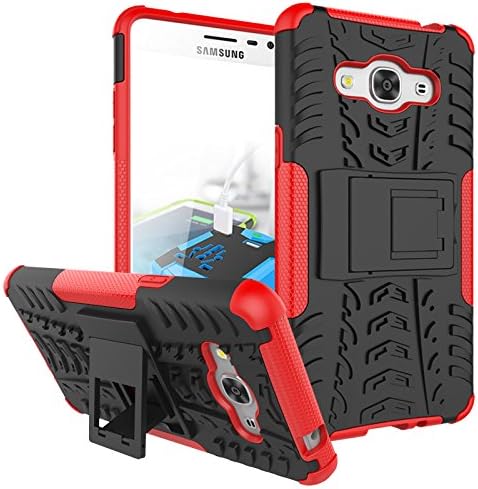 LKsung Case For Galaxy J3 Pro, Heavy Duty Kickstand Hybrid Case2 in 1 Hard PC+ Soft TPU Impact Protection Shockproof Protective Case for Samsung Galaxy J3 Pro 2016(5.0 inch) (red)