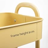 DOEWORKS Storage Trolley on Wheels 3-Tier Metal Cart 70cm Khaki Yellow view 7