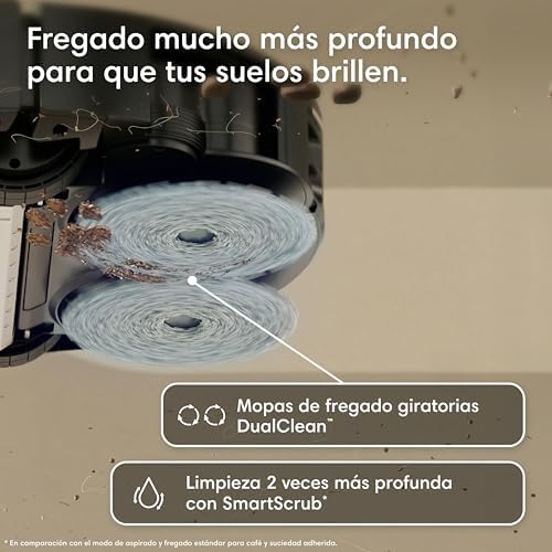 Roomba Plus 415 Combo e Base Multifunção AutoWash, Robô Aspirador e Esfregão, 20.000Pa, Esfregão Extensível, Esfregonas DualClean Liftables, Secagem a Quente, LiDAR Clearview, 90 Days Autonomy, Preto