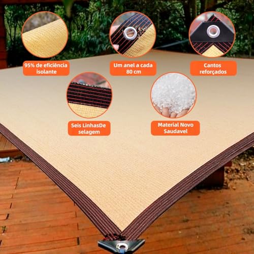 Trailabo Toldo de Lona 5x4m Reforçado, Rede de Sombra para Garagem, 90% de Bloqueio, Proteção Solar para Piscina e Jardim, Cantos Reforçados, Cobertura para Área Externa