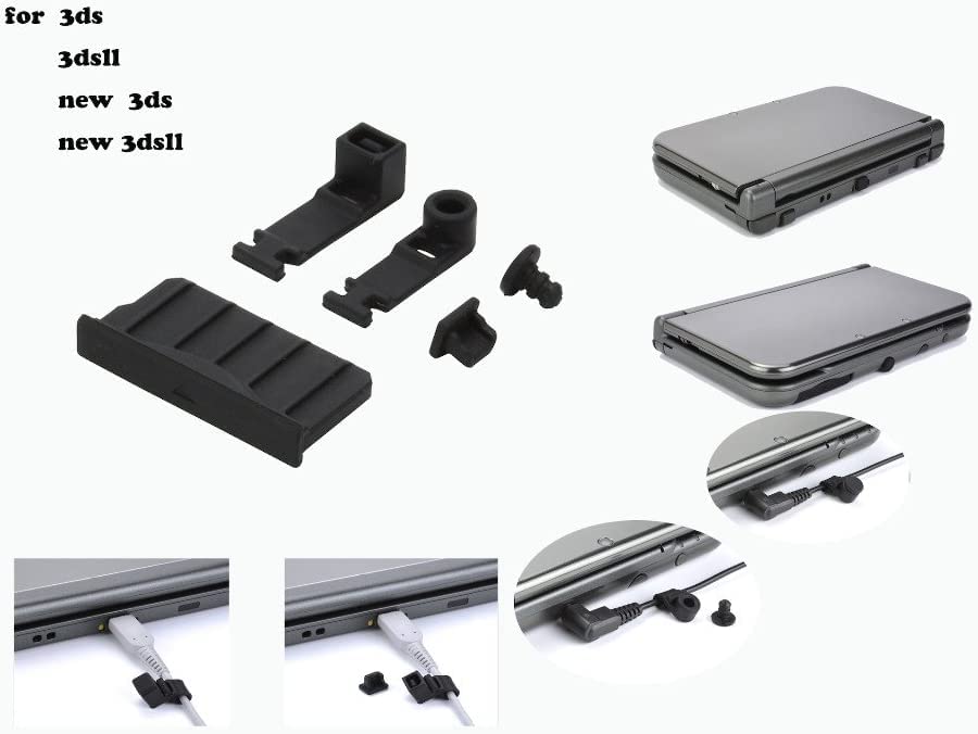5PCS Dock Dust Plug Silicone Earphone Jack Charging Dust Proof Cover Dust Stopper Dustproof Case Kits for 3DS / New 3DS / 3DS XL LL/New 3DS XL LL Console Black