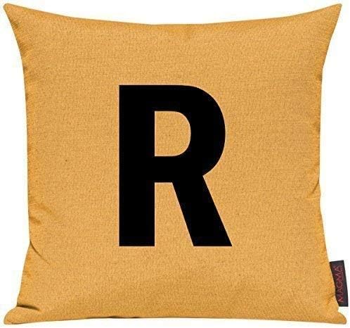 Decorative Cushion Cover For Selected. Throw Pillow Typostyle "R Alphabet Letters Sign - yellow, 40x40cm