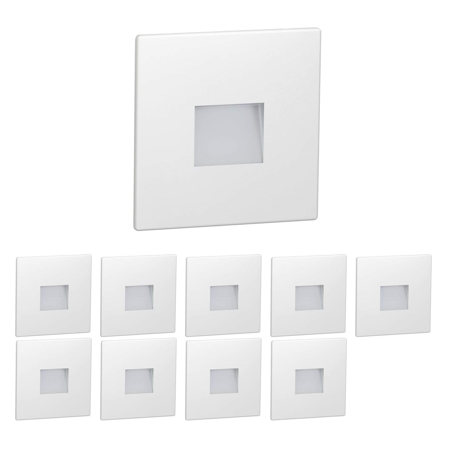ledscom.de 10 LED Staircase Light/recessed wall Light FOW for Indoors and Outdoors, Downlight, Angular, 85 x 85mm, Cool White