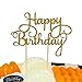 PALASASA Happy Birthday Cake Toppers. Sparkling Gold Glittery Birthday Cupcake Picks. Birthday Party Decorations
