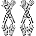 JOVITEC 4 Pairs Skeleton Gloves Halloween Costume Skull Gloves Gothic Bone for Costume Cosplay Accessories(Simple)