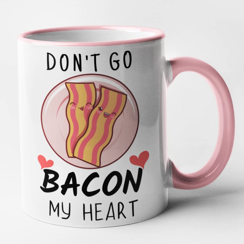 Couples Bacon and Egg Anniversary Valentines Funny Mug Set (Pink)