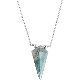 Moss Agate Fancy Necklace, Healing Crystal Moss Agate Gemstone Pendant Necklaces, Natural Spiritual Reiki Stone Jewelry for Friends Weight 10 to 20 Carat Stone Size Approx 10 to 20 mm