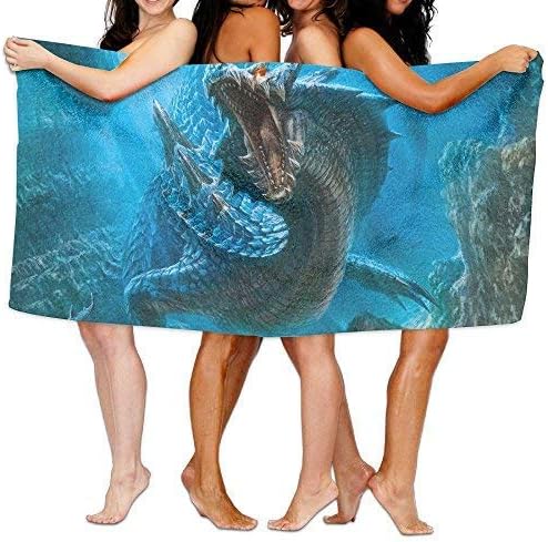 Monicago Beach Towel, Bath Towel, Quick Dry Towel Microfibre Towel, Bath Towel Soft Big Beach Towel 31"x 51" Unique Soft Chinese Dragon In The Water Pattern Design