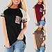 Moilant Women Leopard Pocket T Shirts Striped Sleeves Tops Casual Loose Blouse Tunics Blackthumb 4