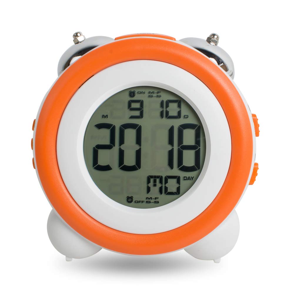 Lolicute Stay-In-Bed Light Clock, Kids Alarm Clock，Double Bell Alarm Clock With Snooze for Kids, Students，Teaches Child When Ok-to Wake Up (Orange)