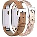 Tobfit Leather Bands Compatible with Fitbit Alta/Alta HR Bands, Genuine Leather Replacement Wristbands, (Tan+Rose Gold, 5.5''-8.1'')