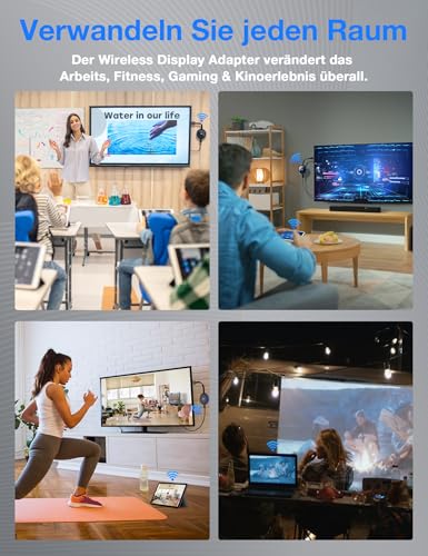 AIMIBO 4K 5G Wireless Display Adapter - True Plug & Play Movies, Shows & Live from Smartphone, Laptop to Monitor/Projector, Compatible with i*OS, Android, Windows, Mac OS, Airplay