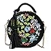 Women's Ethnic Style Embroidered Round Crossbody Shoulder Bag Top Handle Tote Handbag Bag