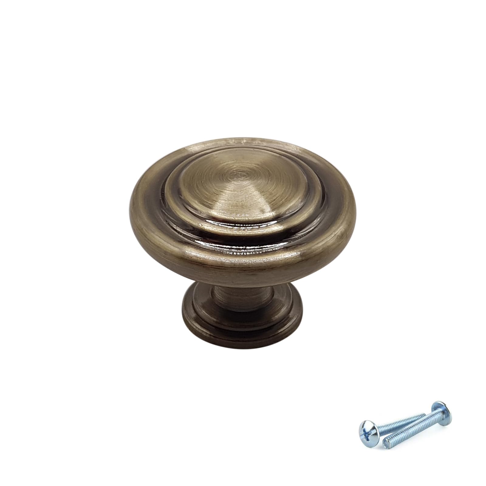 M4TEC Antique Brass Cupboard Handles - 10 Pack VE7 Series, 32mm Drawer Pulls Brass Door Knobs, Gold Drawer Knobs, Cupboard Knobs for Wardrobe, Bedroom Cabinets & Interior Kitchen Door Knobs