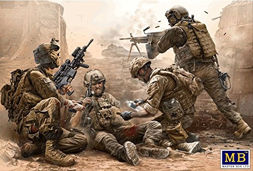 PLASTIC MODEL KIT UNDER FIRE . MODERN US INFANTRY 4 FIGURE 1/35 MASTER BOX 35193