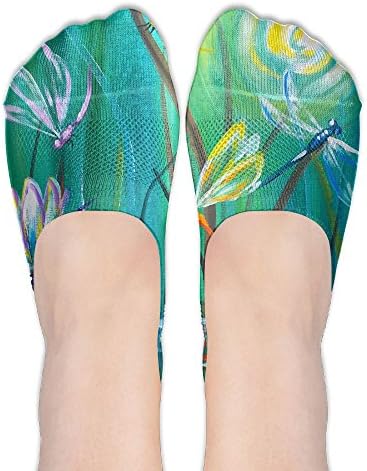 Colorful Dragonflies Painting Female Polyester Cotton Socks Women Boat Socks Thin Casual Socks Low Cut Socks