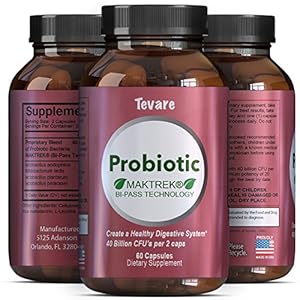 Best Probiotics Supplements For Men And Women - Natural And Pure Immune System Booster With Acidophilus + Bifidobacteria - Digestive Enyzymes Cleanse - Probiotic 40 Billion CFU By Tevare