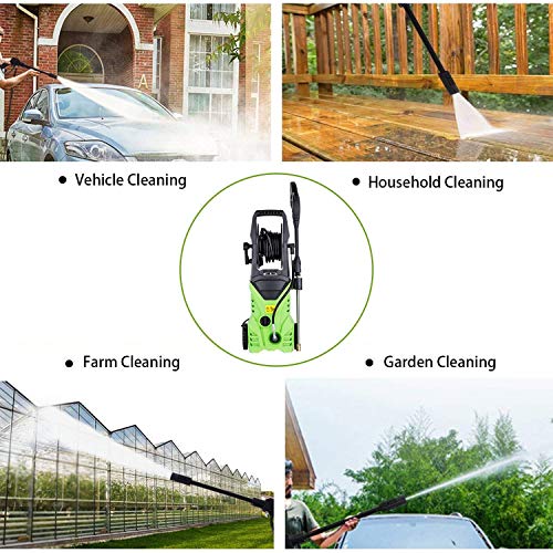 Tagorine Electric Pressure Washer, 3000PSI 1.8GPM Power Washer with 5 Quick-Connect Nozzle,Longer Cables and Hoses and Detergent Tank,for Cleaning Cars, Houses Driveways, Patios,and More (Green)