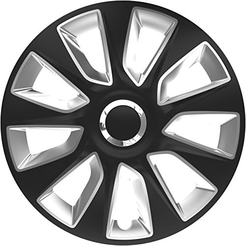 Versaco Wheel Trims - 'Stratos Silver Black' 15" Inch Set of 4 - Universal Fit for Cars and Other Vehicles