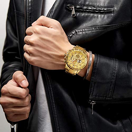 Men\'s Luxury Quartz Stainless Steel and Metal Mens Chronograph Wrist Watches for Men Waterproof Casual Wrist Watch with Date