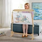 Cross Stitch Frame Wooden Embroidery Floor Stand 360&deg; Rotation Needlework Stand Frame Holder Lap Hands Stand with Adjustable Frame 75 x 40cm