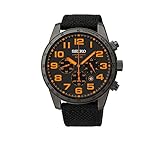 Seiko Men's Black Ion Finish Nylon Strap Solar Chronograph Watch