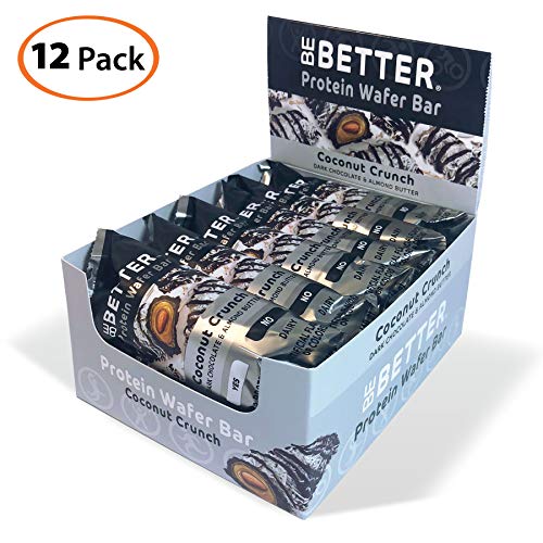 Be Better Protein Wafer Bars – High Protein, High Fiber, Dairy Free, Non GMO, No Preservatives, No Artificial Ingredients, Flavors or Additives – 12, 1.5oz Bars (Coconut Crunch)