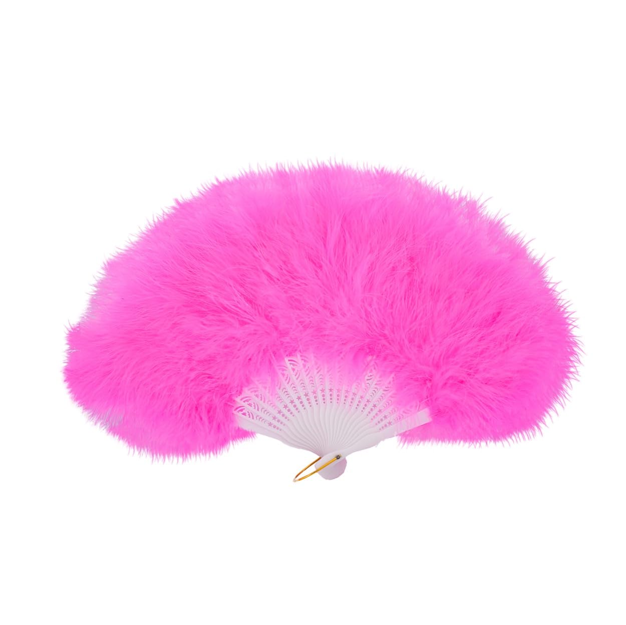 FANSOFFANS Marabou Feather Hand Fan 45cm – Vintage Style Hand Fans for Women, Large Handheld Fan for Wedding Parties, Bridal Shower, Hen Party, Fancy Dress Dance Photoshoot Prop