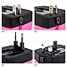 LOOP World Travel Adapter, Worldwide [US UK EU AU/CN] Charger with 3000mAh Power Bank, Dual Smart Power USB Charging Ports & Universal AC Socket - Safety Fused (Pink)