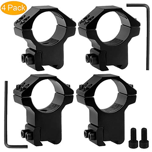 GoldCam 1'' Dovetail Scope Rings, 2Pcs High Profile + 2Pcs Medium Profile 1 Inch Scope Mount Rings for 11mm Dovetail Rails - Pack of 4