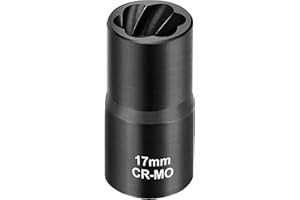 Topec 17mm Lug Nut Remover, Wheel Lock Removal Kit for Stripped Bolt & Rounded Nut, 1/2" Drive | Hand Tools Only (≤200NM)