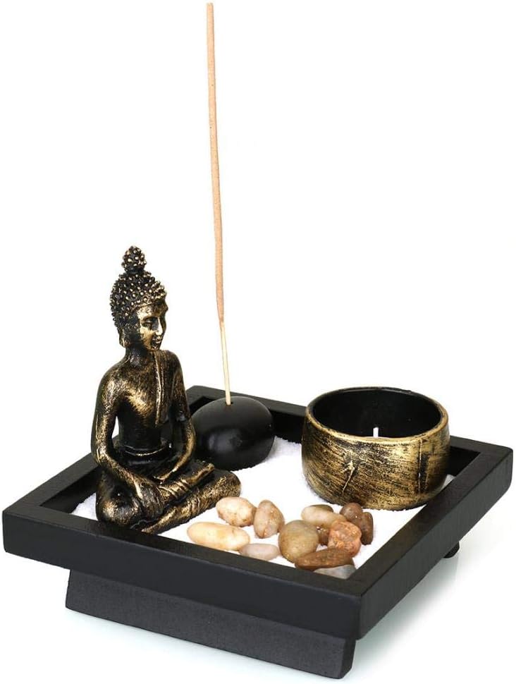 Buddha Candle Holders Zen Garden Incense Holders White Sand and Natural