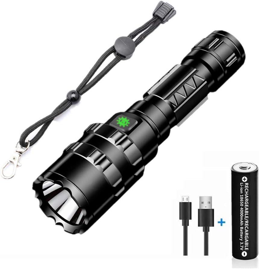 JaxTec LED Torch Flashlight 5 Modes Light with USB Charger Super Bright 2400 Lumens Powerful